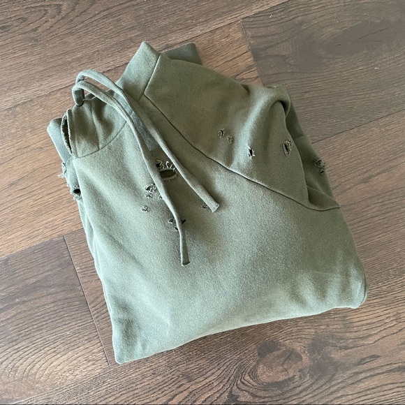 Alo Yoga Ripped Hoodie in Hunter Green - Rare - Picture 6 of 7
